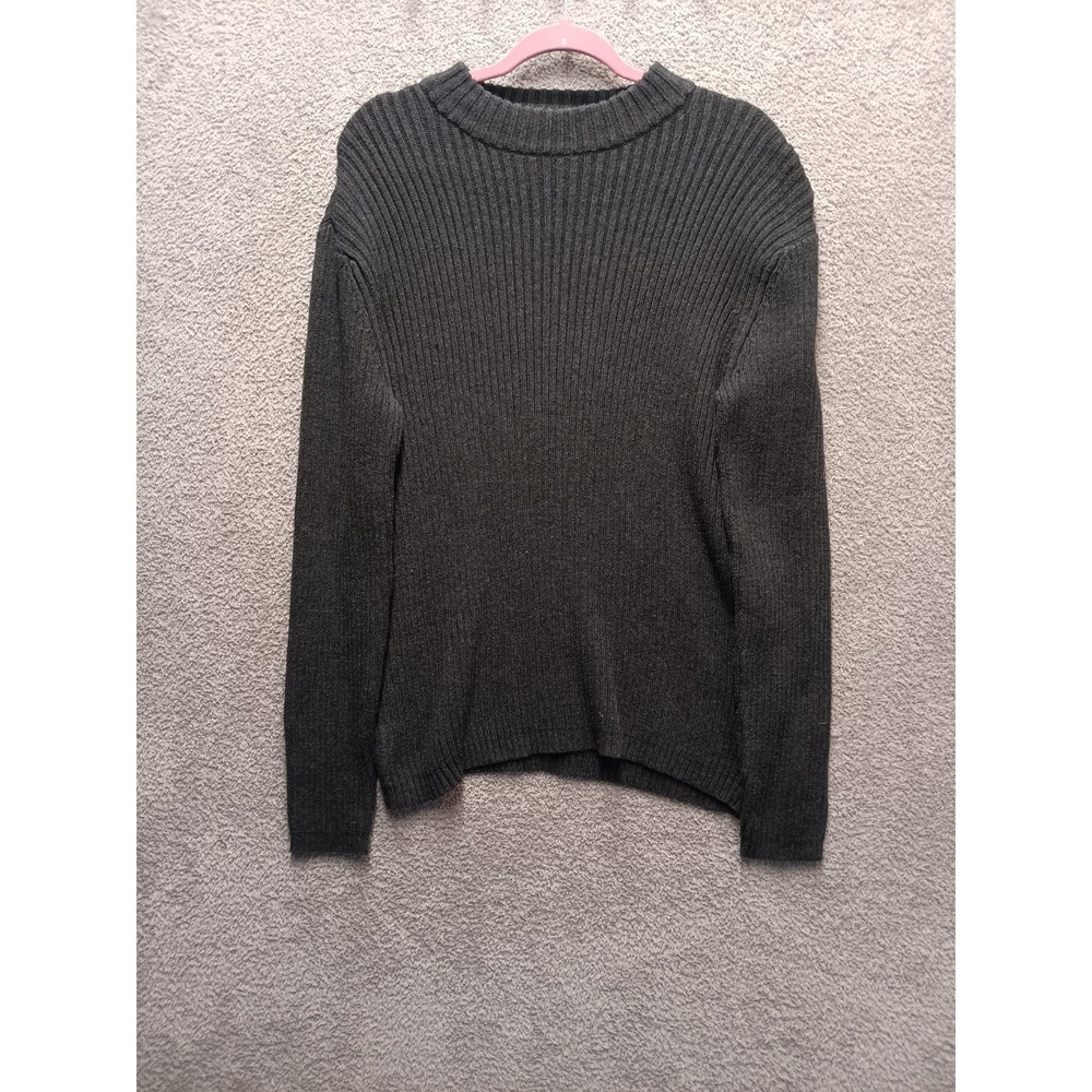 DKNY Black Ribbed Knit Sweater Women's M Cotton Blend Minimalist Pullover Unisex